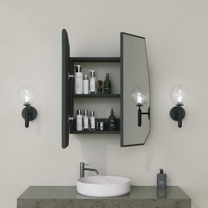 Hanah Home Armario de Baño MDF Negro con Espejo 50x45x12 cm